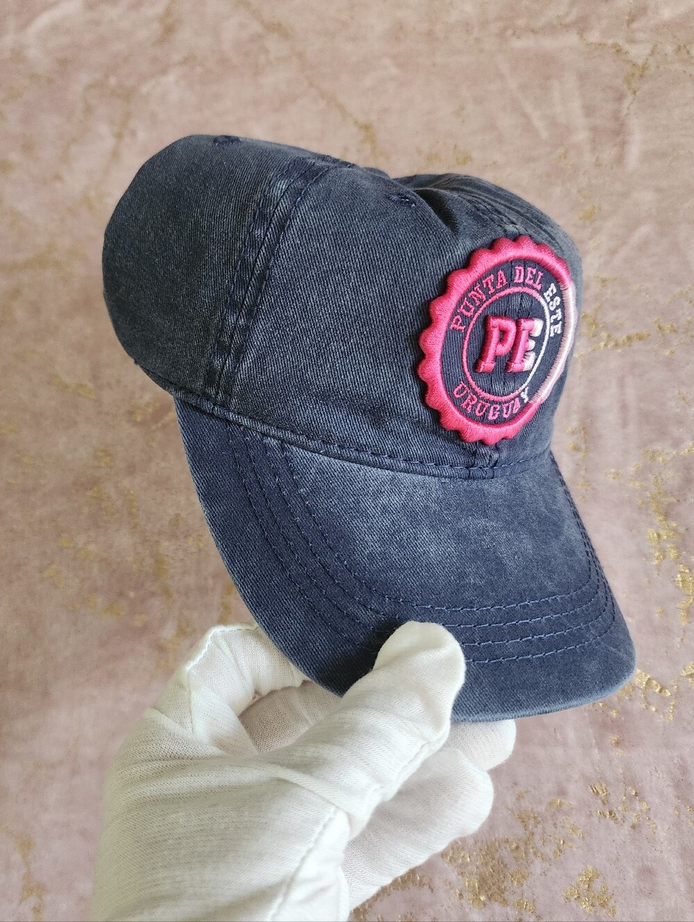 URUGUAY | Faded Blue Baseball Cap with Pink Patch - Picture 5 of 17